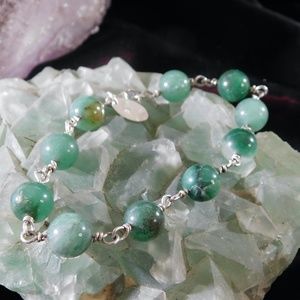 The Luck Stone - Aventurine Beaded Sterling Silver Bracelet by Konnie K
